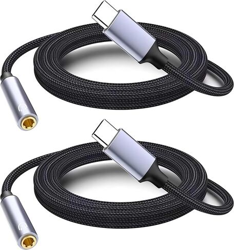2 Pack 1M USB C to Headphone Jack Adapter,USB-c to 3.5mm Headphone Jack Adapter Cable,Compatible with Phone 17 Pro Max/16/15,Samsung Galaxy S25 Ultra/S24/S23,Pixel,iPad Pro in Saudi Arabia