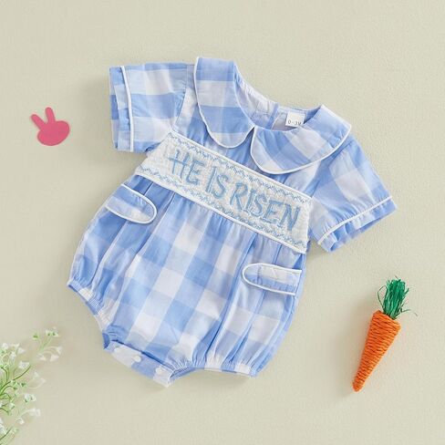 BemeyourBBs Newborn Baby Boy Easter Outfit Doll Collar Bubble Romper Short Sleeve Jumpsuit Cute Infant Boy Clothes in Saudi Arabia