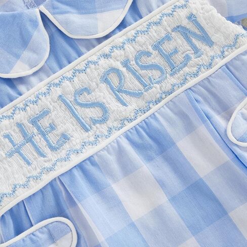 BemeyourBBs Newborn Baby Boy Easter Outfit Doll Collar Bubble Romper Short Sleeve Jumpsuit Cute Infant Boy Clothes in Saudi Arabia