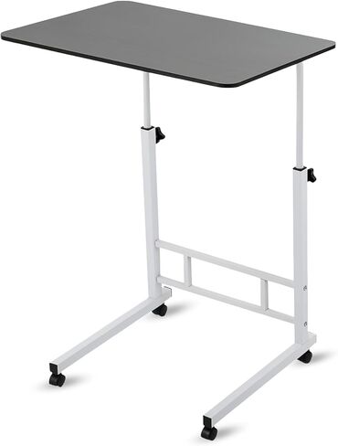 Mobile Standing Desk Adjustable Height for Laptop – Small Rolling Desk & Portable Table on Wheels – Small Standing Table with Wheels for Home Office (White) in Saudi Arabia