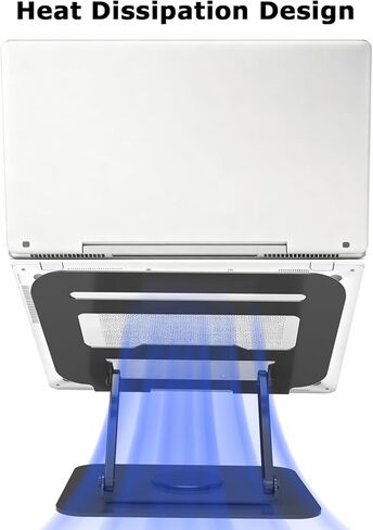 حامل كمبيوتر محمول قابل للتعديل، حامل كمبيوتر يدور 360 درجة، حامل قاعدة ثابتة لجهاز MacBook Pro/Air Notebook حتى 18 بوصة، أسود in Kuwait