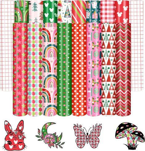 Tintnut Christmas Permanent Vinyl - 16 Sheets 12"x10", Rainbow Adhesive, Tree Pattern Vinyl for Outdoor Christmas Decor in Saudi Arabia