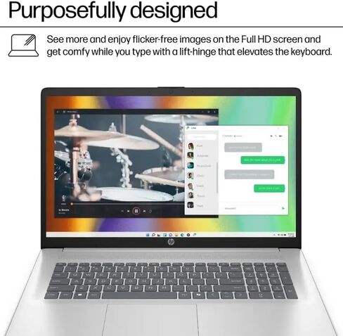 كمبيوتر محمول HP 17.3 بوصة FHD IPS، رباعي النواة AMD Ryzen 5 7520U (Beat i7-1255U) 8 جيجابايت DDR5 RAM 512 جيجابايت SSD، كمبيوتر محمول لطلاب الأعمال مع Copilot AI سريع الشحن كاميرا ويب خاصة Wifi6 Win11، مع ملحق GM in Kuwait