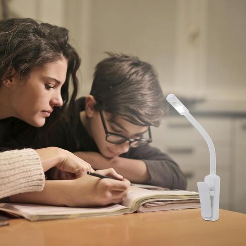 مشبك ضوء كتاب LED قابل لإعادة الشحن من Sewroro، مصباح قراءة أبيض محمول مع ميزة راحة العين، شحن USB، سطوع قابل للتعديل للاستخدام في السكن والسفر in Kuwait