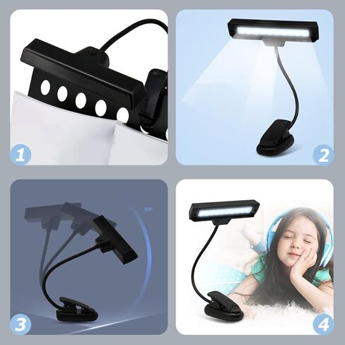 Toyvian LED Clip Reading Lamp for Music Stand, USB Rechargeable Eye Protection Clip-on Light with 10-led Single Arm for Piano, Guitar, Bedside and Night Studying in Saudi Arabia