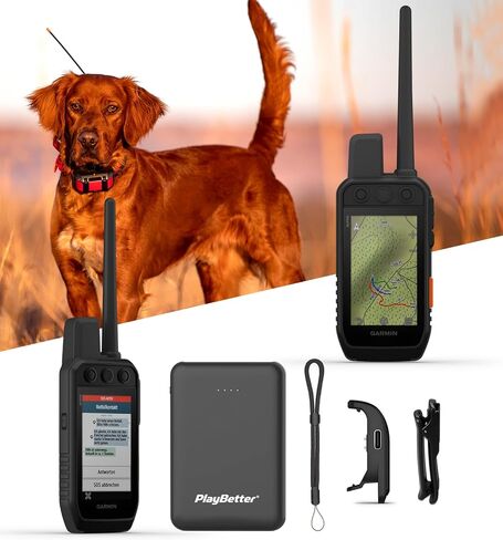 حزمة نظام تتبع الكلاب Garmin Alpha 300i (GPS فقط) GPS - جهاز تتبع متعدد الكلاب GPS وجهاز تدريب عن بعد - يتضمن شاحن PlayBetter المحمول وحبل ربط GPS in Kuwait