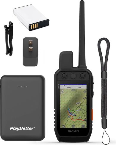 حزمة نظام تتبع الكلاب Garmin Alpha 300i (GPS فقط) GPS - جهاز تتبع متعدد الكلاب GPS وجهاز تدريب عن بعد - يتضمن شاحن PlayBetter المحمول وحبل ربط GPS in Kuwait