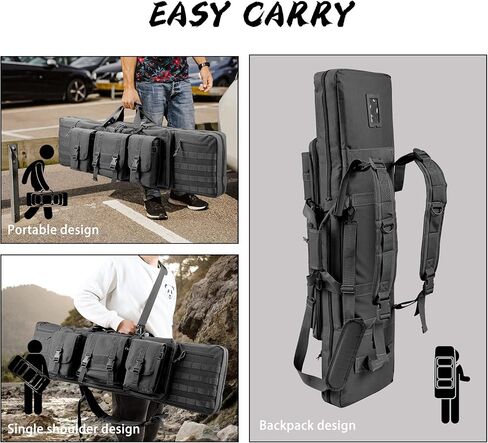 حقيبة REEBOW GEAR التكتيكية مزدوجة طويلة المدى في الهواء الطلق حقيبة نقل متعددة الوظائف أسود/تان 36/42/46 بوصة in Kuwait