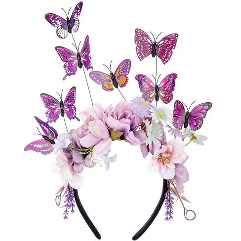 عصابة رأس على شكل فراشة وردية - عصابة رأس على شكل فراشة مونارك على شكل زهرة وحفلات الشاي والهالوين، غطاء رأس للنساء سيدة كنتاكي، أغطية رأس كرنفال، ملحقات شعر مهرجان ديربي in Kuwait