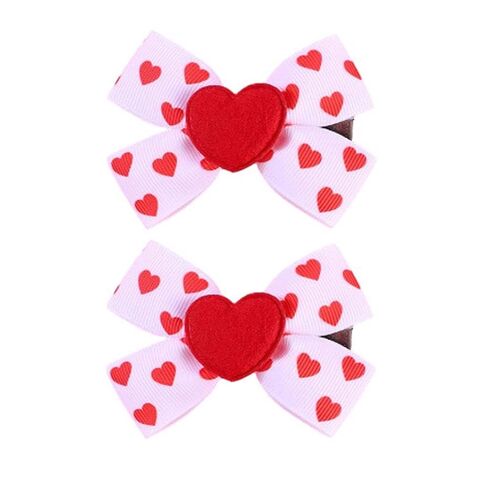 Red Heart Bow Hair Clip Valentines Hair Bow Hair Clips Hair Accessory for Baby Women Girls Valentine Headband ZFJ45 (Polka Dot Heart Set) in Saudi Arabia