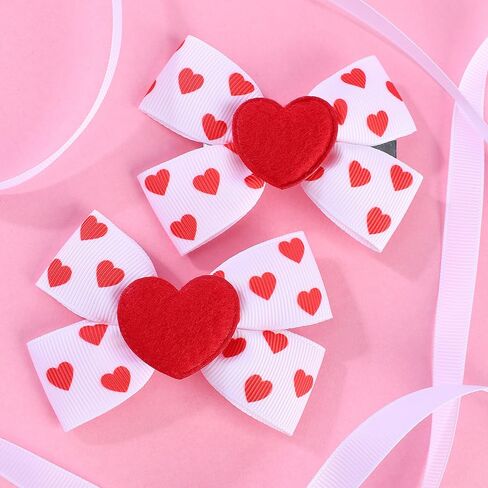 Red Heart Bow Hair Clip Valentines Hair Bow Hair Clips Hair Accessory for Baby Women Girls Valentine Headband ZFJ45 (Polka Dot Heart Set) in Saudi Arabia