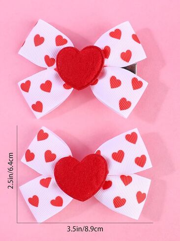 Red Heart Bow Hair Clip Valentines Hair Bow Hair Clips Hair Accessory for Baby Women Girls Valentine Headband ZFJ45 (Polka Dot Heart Set) in Saudi Arabia