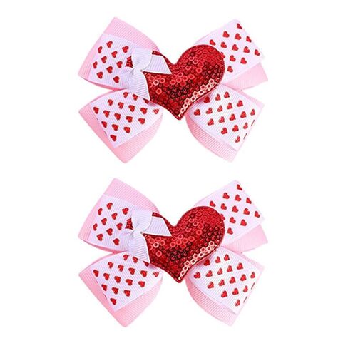 Red Heart Bow Hair Clip Valentines Hair Bow Hair Clips Hair Accessory for Baby Women Girls Valentine Headband ZFJ45 (Polka Dot Heart Set) in Saudi Arabia