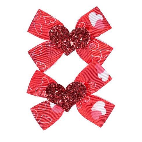 Red Heart Bow Hair Clip Valentines Hair Bow Hair Clips Hair Accessory for Baby Women Girls Valentine Headband ZFJ45 (Polka Dot Heart Set) in Saudi Arabia
