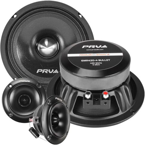 PRV AUDIO 1080 Watts Bundle 2X 6.5 Midrange Speakers 420 Watts, 4 Ohm + 2X Super Tweeters TW500Ti-4 120 Watts, 4 Ohm for Car Audio Systems (2 Speakers, 2 Tweeters) in Saudi Arabia