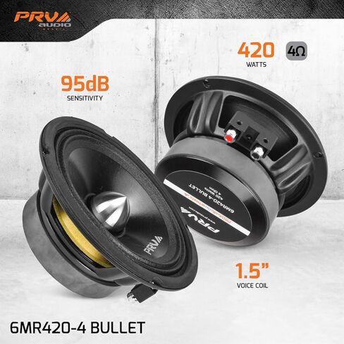 PRV AUDIO 1080 Watts Bundle 2X 6.5 Midrange Speakers 420 Watts, 4 Ohm + 2X Super Tweeters TW500Ti-4 120 Watts, 4 Ohm for Car Audio Systems (2 Speakers, 2 Tweeters) in Saudi Arabia
