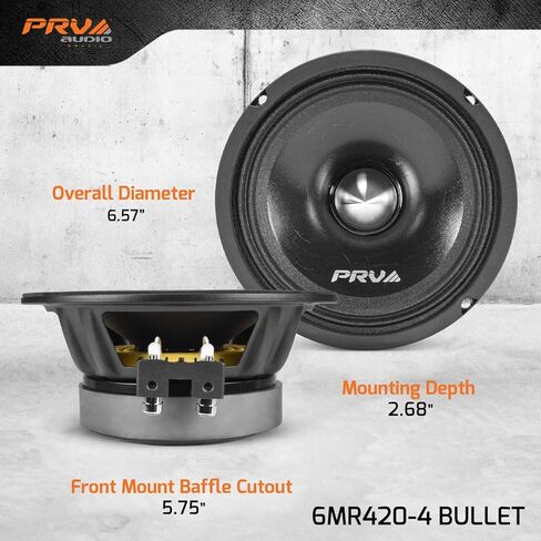 PRV AUDIO 1080 Watts Bundle 2X 6.5 Midrange Speakers 420 Watts, 4 Ohm + 2X Super Tweeters TW500Ti-4 120 Watts, 4 Ohm for Car Audio Systems (2 Speakers, 2 Tweeters) in Saudi Arabia