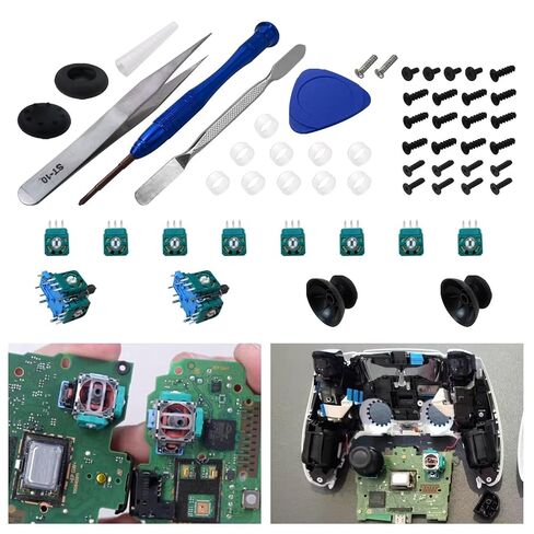 Premium 55-in-1 Analog 3D Joysticks Replacement for PS5 Controller, 55Pcs Controller Parts Including 2-Thumbsticks, 2-Thumb Grip Caps, 10 Protective Rings and Installing Tools in Saudi Arabia