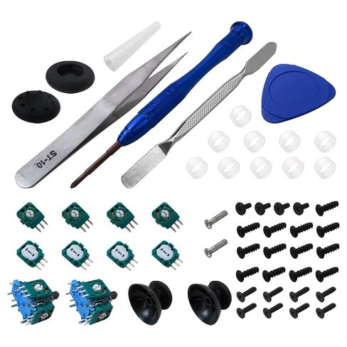 Premium 55-in-1 Analog 3D Joysticks Replacement for PS5 Controller, 55Pcs Controller Parts Including 2-Thumbsticks, 2-Thumb Grip Caps, 10 Protective Rings and Installing Tools in Saudi Arabia