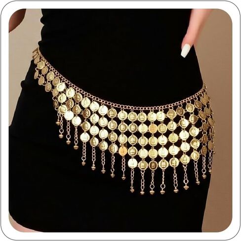 القراصنة الخصر سلسلة 14K الذهب حزام على شكل سلسلة للنساء القراصنة اكسسوارات النهضة مجوهرات عملة الخصر سلسلة البطن الجسم سلاسل الموضة in Kuwait