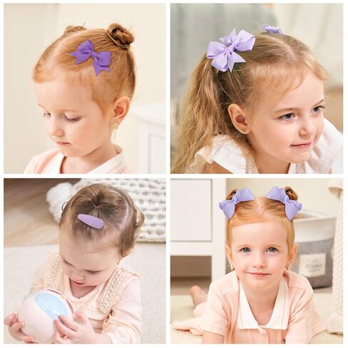 choicbaby 8pcs Baby Girl Hair Bow Clips Set, Purple Toddler Hair Clips Boutique Grosgrain Ribbon Bow Hair Barrettes Accessories for Infant Toddler Kids in Saudi Arabia