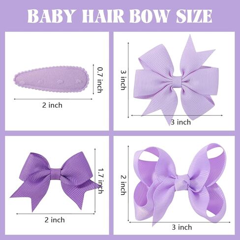 choicbaby 8pcs Baby Girl Hair Bow Clips Set, Purple Toddler Hair Clips Boutique Grosgrain Ribbon Bow Hair Barrettes Accessories for Infant Toddler Kids in Saudi Arabia