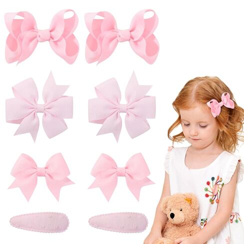 choicbaby 8pcs Baby Girl Hair Bow Clips Set, Purple Toddler Hair Clips Boutique Grosgrain Ribbon Bow Hair Barrettes Accessories for Infant Toddler Kids in Saudi Arabia