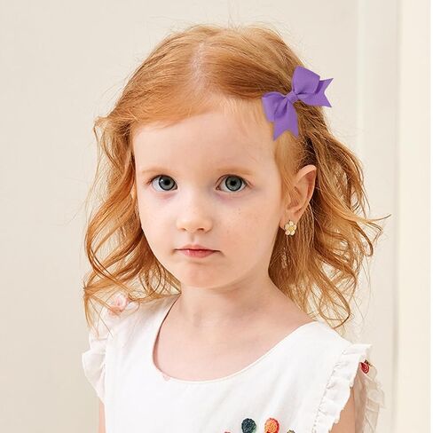 choicbaby 8pcs Baby Girl Hair Bow Clips Set, Purple Toddler Hair Clips Boutique Grosgrain Ribbon Bow Hair Barrettes Accessories for Infant Toddler Kids in Saudi Arabia