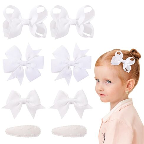 choicbaby 8pcs Baby Girl Hair Bow Clips Set, Purple Toddler Hair Clips Boutique Grosgrain Ribbon Bow Hair Barrettes Accessories for Infant Toddler Kids in Saudi Arabia