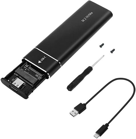 2-Pack M.2 NVMe SSD Enclosure USB 3.1 Gen 2 - هيكل من سبائك الألومنيوم، أبعاد 100x31x9 ملم، لمسة نهائية سوداء، دعم SSD يصل إلى 2 تيرابايت in Kuwait