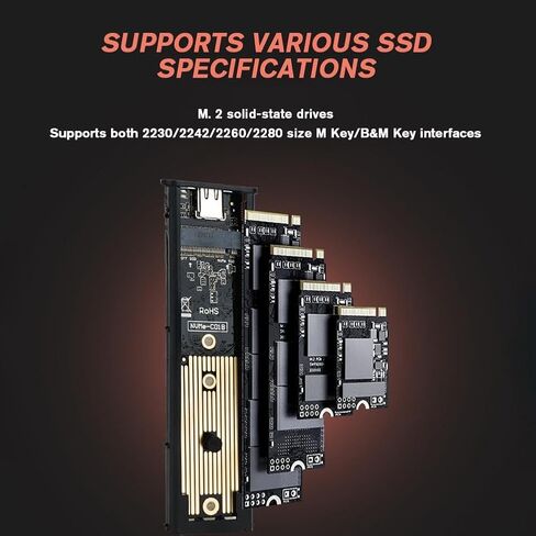 2-Pack M.2 NVMe SSD Enclosure USB 3.1 Gen 2 - هيكل من سبائك الألومنيوم، أبعاد 100x31x9 ملم، لمسة نهائية سوداء، دعم SSD يصل إلى 2 تيرابايت in Kuwait