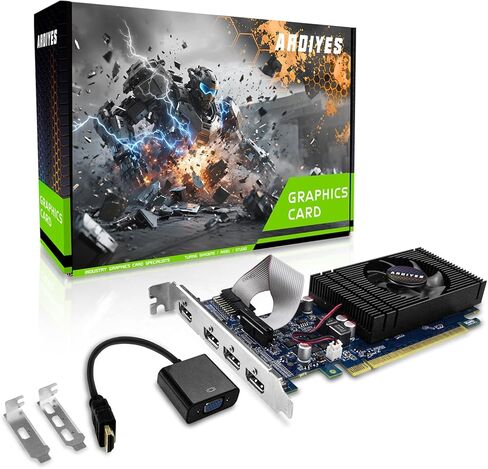 بطاقة رسومات GT 740 سعة 4 جيجابايت GDDR5 منخفضة المستوى GPU، 4 منافذ HDMI لإعداد شاشات متعددة رباعية، PCI Express 3.0 x16، تبريد صامت، مثالية للمكتب والمسرح المنزلي in Kuwait