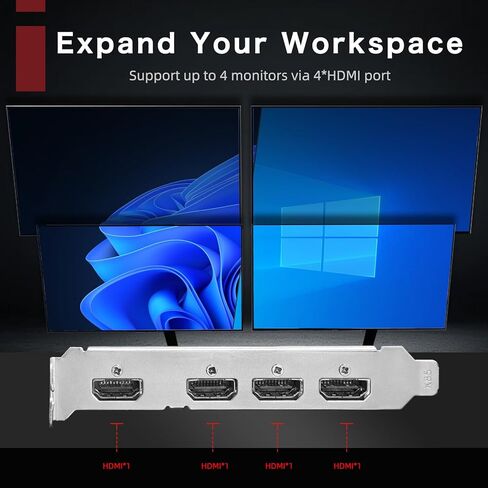 بطاقة رسومات GT 740 سعة 4 جيجابايت GDDR5 منخفضة المستوى GPU، 4 منافذ HDMI لإعداد شاشات متعددة رباعية، PCI Express 3.0 x16، تبريد صامت، مثالية للمكتب والمسرح المنزلي in Kuwait