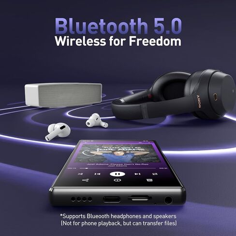 مشغل MP3 AGPTEK مقاس 5 بوصات بسعة 128 جيجابايت مع بلوتوث وواي فاي، شاشة T09 تعمل باللمس Andriod 13 مشغل موسيقى مع Spotify، Audible، YouTube، سعة تصل إلى 1 تيرابايت in Saudi Arabia
