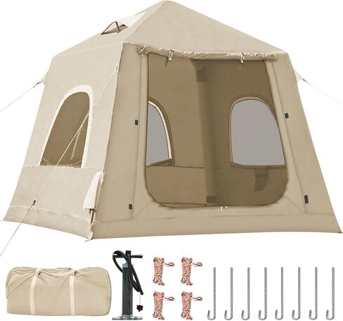 Inflatable Tents for Camping,Easy Blow Up Tent with Hand Pump,4 Seasons Waterproof Air Inflatable Camping Tent House for Family Weekend Camping in Saudi Arabia