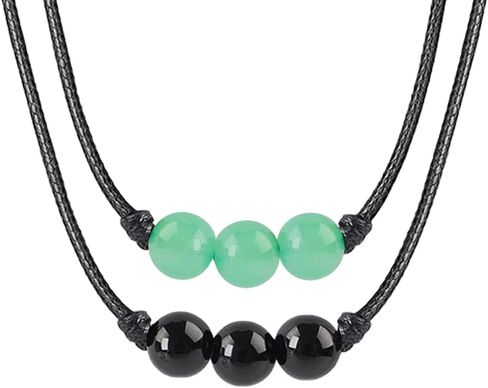 حبل قلادة من weryerker Lucky Beads مع حبل نايلون شمع قابل للتعديل، قلادة مطرزة بالكريستال للرجال والنساء in Kuwait
