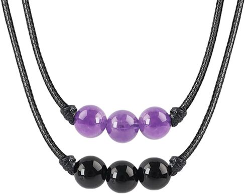 حبل قلادة من weryerker Lucky Beads مع حبل نايلون شمع قابل للتعديل، قلادة مطرزة بالكريستال للرجال والنساء in Kuwait