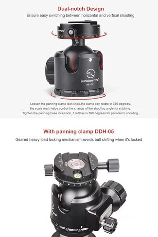SUNWAYFOTO XB-52DDHi Tripod Ball Head w Arca Compatible Panning QR Clamp Low Profile 132lb Max Load in Saudi Arabia