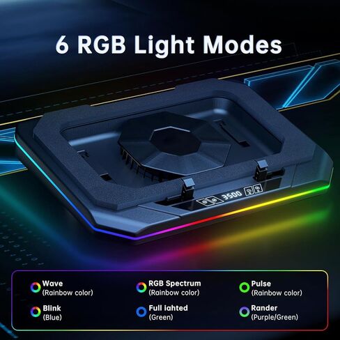لوحة تبريد لجهاز Asus ROG Strix G18 GL814 GL814JI مبرد الكمبيوتر المحمول للألعاب مع مروحة تبريد توربو قوية يمكنها تبريد وحدة المعالجة المركزية + وحدة معالجة الرسومات بسرعة 40 درجة مئوية، سرعة متغيرة، 6 مصابيح RGB، 3 USB-A in Saudi Arabia
