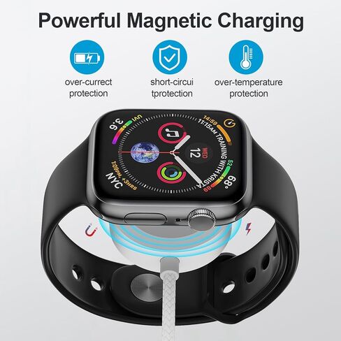 أساسيات السفر لشاحن ساعة Apple، سلك كابل شاحن USB C/Lightning/iWatch متعدد بقدرة 60 وات 3 في 1 لأجهزة iPhone 6-17، وMacBook، وiPad، وSamsung S25-S21، وGoogle Pixel، محمول مصمم لـ iWatch-5FT in Kuwait