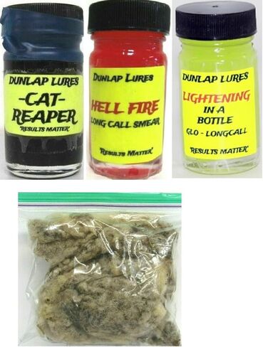 Dunlap Lures Bobcat Lure Kit 3 قطع 1 أونصة الجرار البرق في زجاجة Hellfire Cat Reaper K-35 in Kuwait