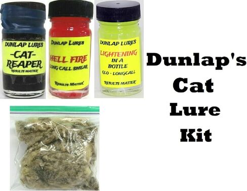 Dunlap Lures Bobcat Lure Kit 3 قطع 1 أونصة الجرار البرق في زجاجة Hellfire Cat Reaper K-35 in Kuwait