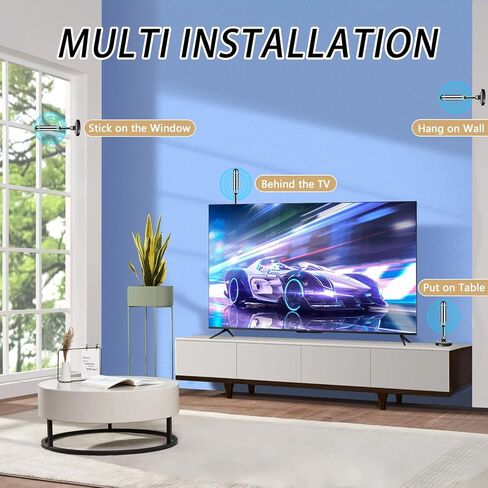 هوائي التلفزيون هوائي داخلي للتلفزيون الذكي استقبال طويل المدى HD هوائي رقمي داخلي مع قاعدة مغناطيسية قوية للقنوات المحلية يدعم 4K 1080p in Saudi Arabia