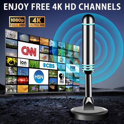 هوائي التلفزيون هوائي داخلي للتلفزيون الذكي استقبال طويل المدى HD هوائي رقمي داخلي مع قاعدة مغناطيسية قوية للقنوات المحلية يدعم 4K 1080p in Saudi Arabia