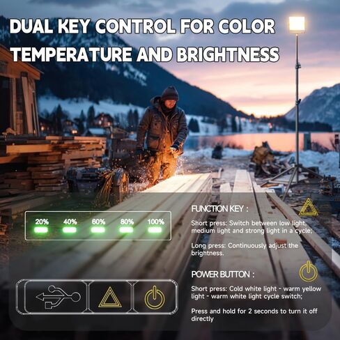 P8 Portable Rechargeable Camping Lantern & Work Light, 3500LM Brightness, 20000mAh Battery with Wide LED Flood Lighting, IP67 Waterproof, Magnetic Base for Outdoor, Camping, Job Site, Emergency in Kuwait