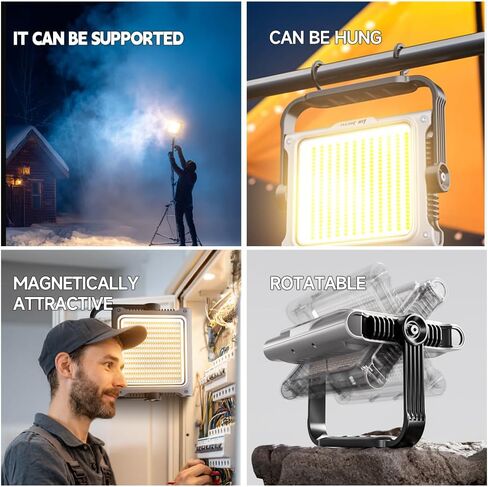 P8 Portable Rechargeable Camping Lantern & Work Light, 3500LM Brightness, 20000mAh Battery with Wide LED Flood Lighting, IP67 Waterproof, Magnetic Base for Outdoor, Camping, Job Site, Emergency in Kuwait