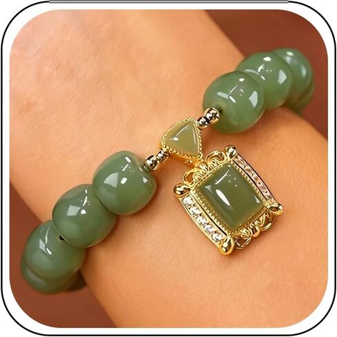Jade Bracelet for Women Good Luck Charm Money Bracelet Wealth Natural Stone Green Beaded Jade Bangle Blessing Charm Red Jewelry Friendship Birthday Gifts in Saudi Arabia