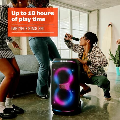 JBL PartyBox Stage 320 - مكبر صوت محمول بمقبض تلسكوبي وعجلات عريضة وقوية، صوت JBL Pro قوي، عرض ضوئي مستقبلي، ما يصل إلى 18 ساعة من وقت التشغيل، مقاوم للرذاذ (أبيض) (متجدد) in Kuwait