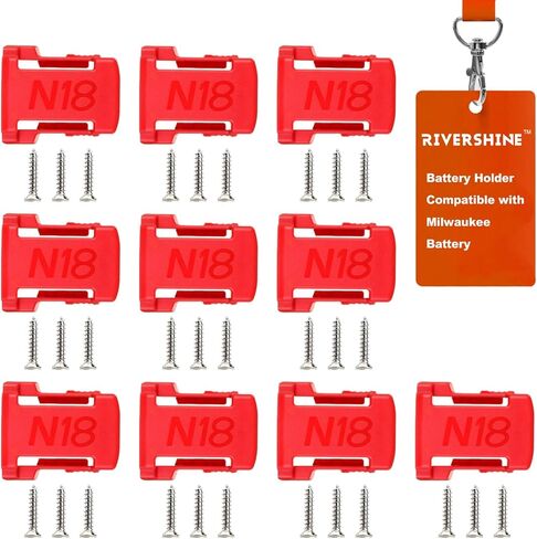 Rivershine 10 عبوات حامل بطارية لميلووكي M18 48-11-1815، 48-11-1828، 48-11-1850، 48-11-1860 بطارية 18 فولت (ث/30 براغي، بدون بطارية) in Kuwait