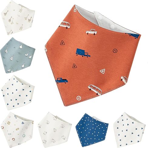3-Layer Waterproof Baby Bibs, Absorbent Drool Bibs for Teething Babies, Adjustable Snaps – 8 Pack in Saudi Arabia